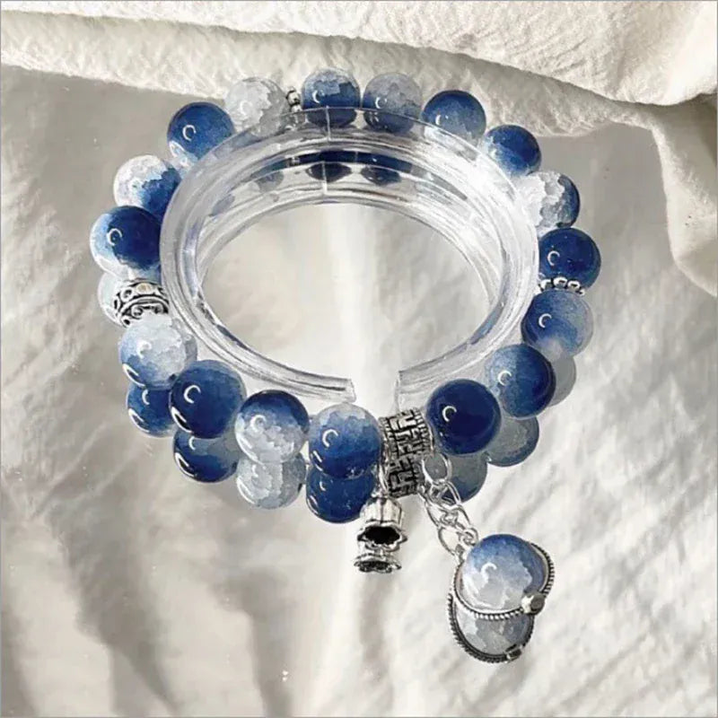 Fantasy Blue Crystal Beads Elastic  Bracelet. - BLAKESTORE-NG