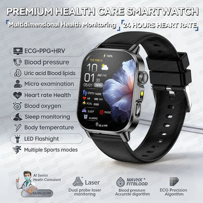 Fashion Health Smart Watch Women 2.0 AMOLED ECG BT Call  - Black / AI Health Report - Maison Novaire