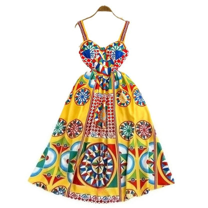 Floral A-Line Dress Women | High Waist Party Attire
