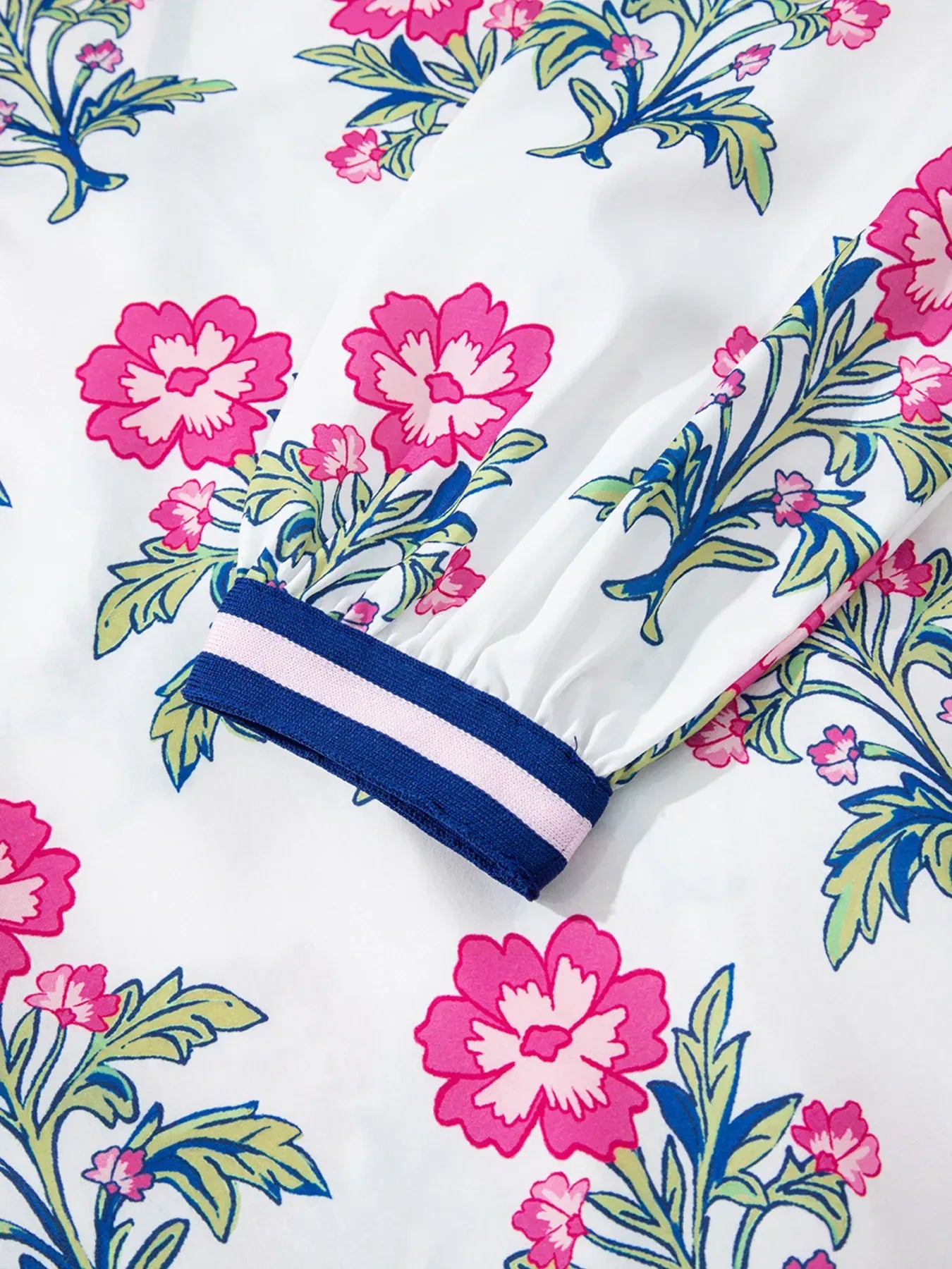 Floral Print Striped V Neck Blouse - Maison Novaire #
