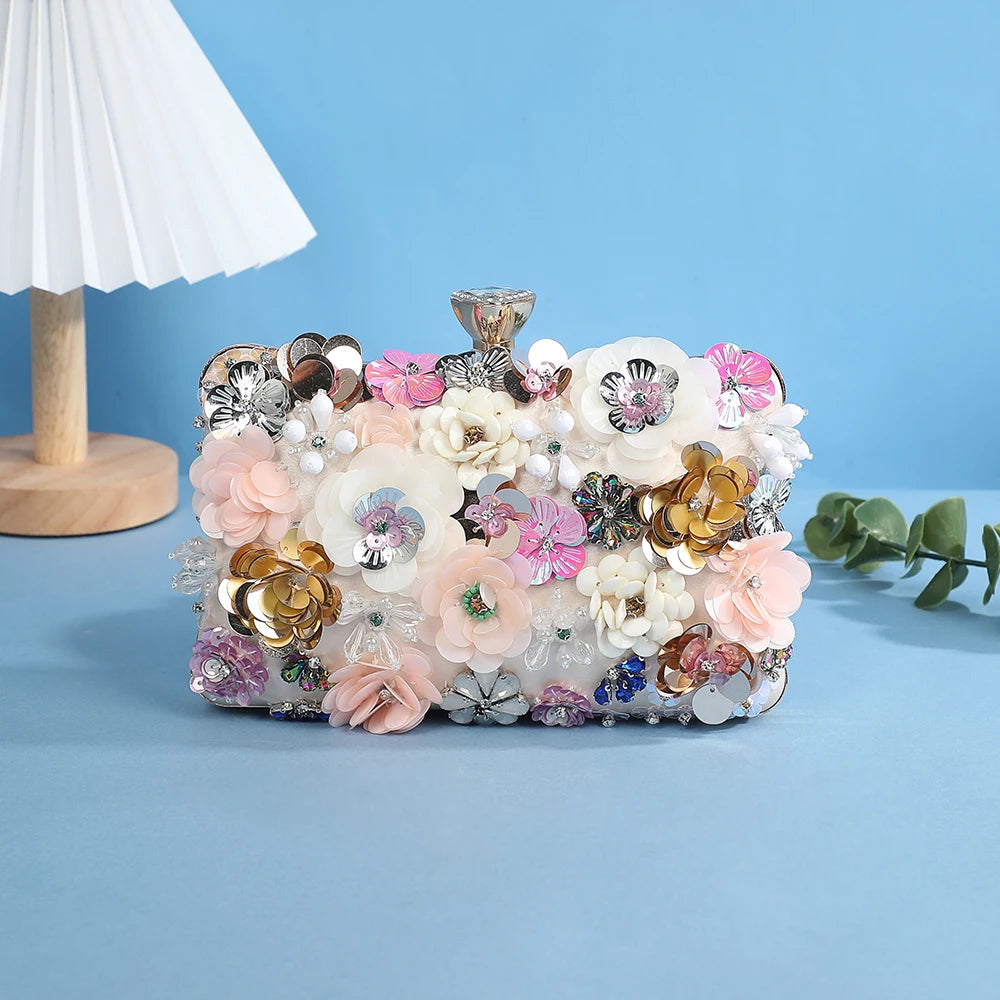 Flowery Evening Clutch Bag. - Maison Novaire