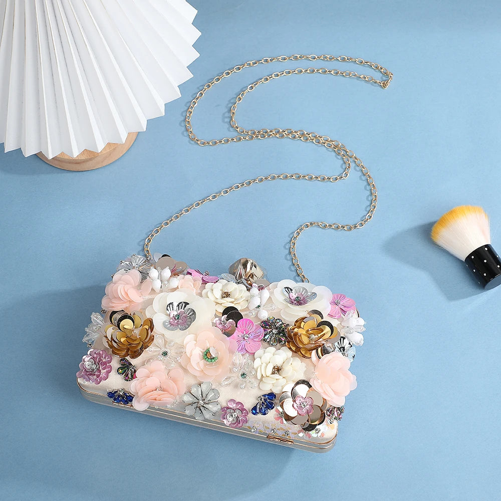 Flowery Evening Clutch Bag. - Maison Novaire