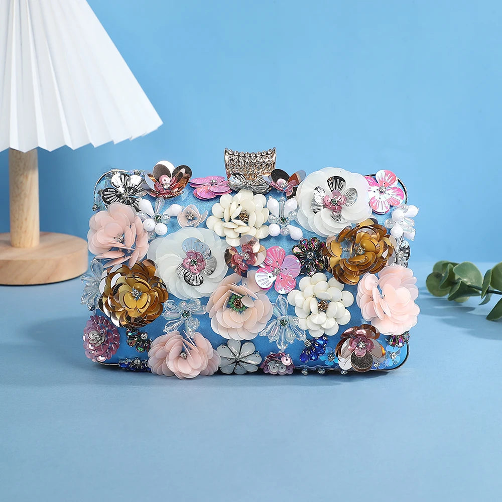 Flowery Evening Clutch Bag. - Maison Novaire