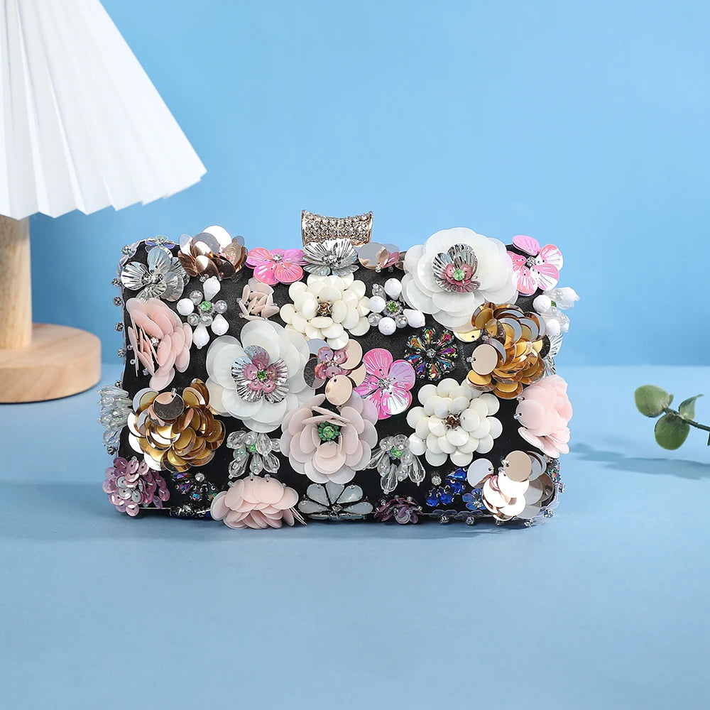 Flowery Evening Clutch Bag. - Maison Novaire