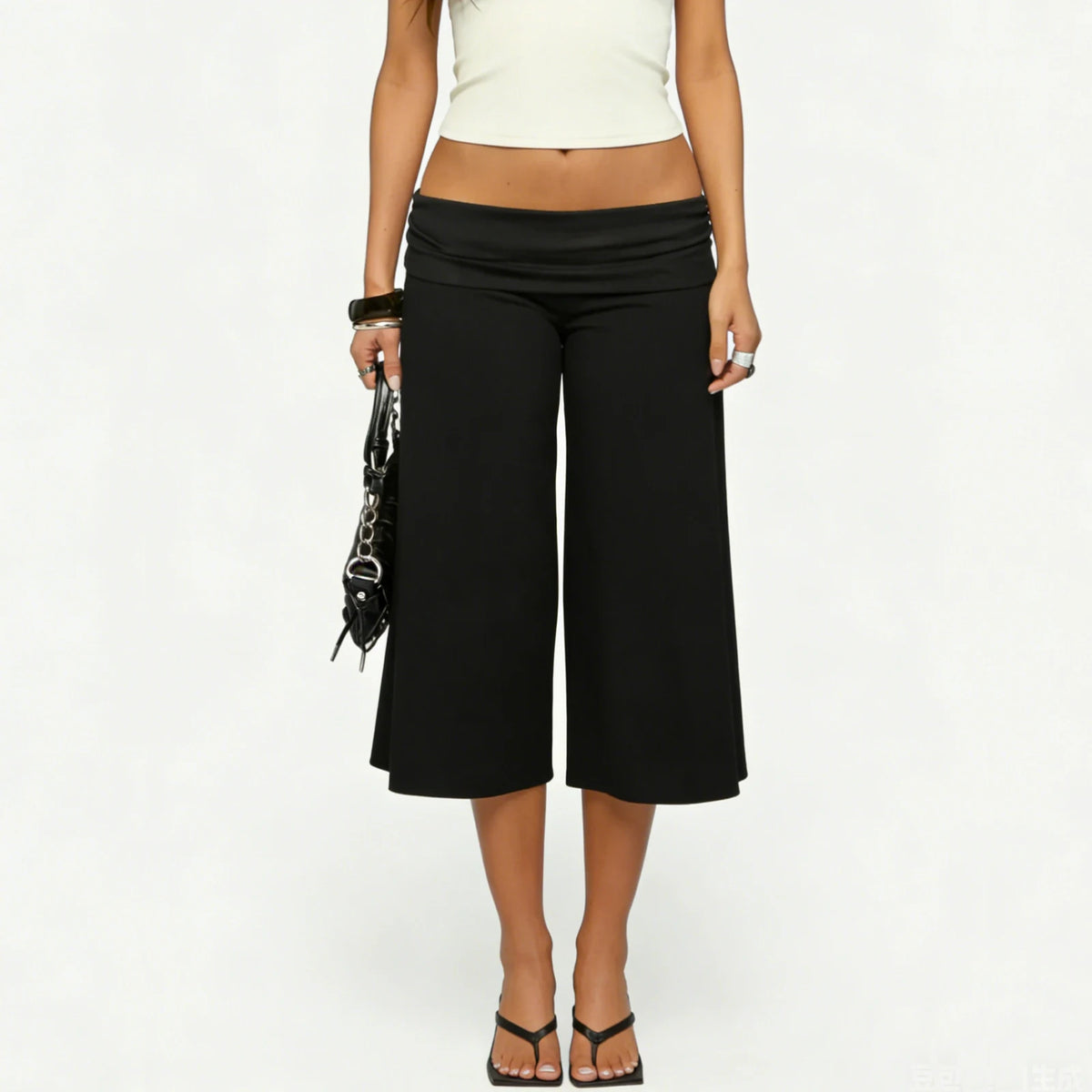 Fold-Over Low-Rise Gaucho Capri | Maison Novaire Collection  - C / M - Maison Novaire