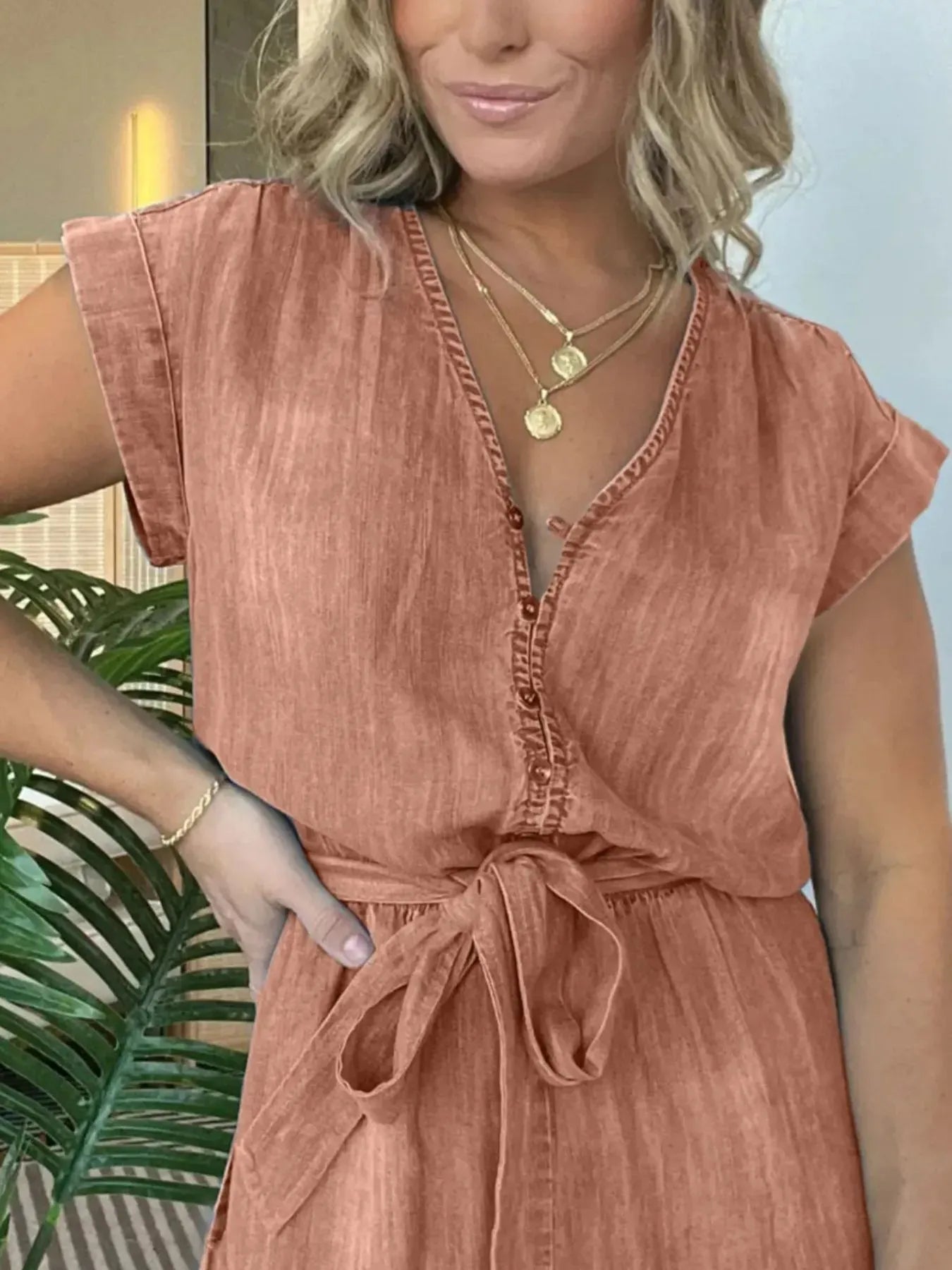 Full Size Waist Cap Sleeve Denim Romper Plus Size. - BLAKESTORE-NG