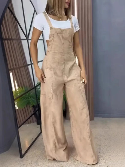 Full Size Wide Leg Denim Overalls Plus Size - BLAKESTORE-NG