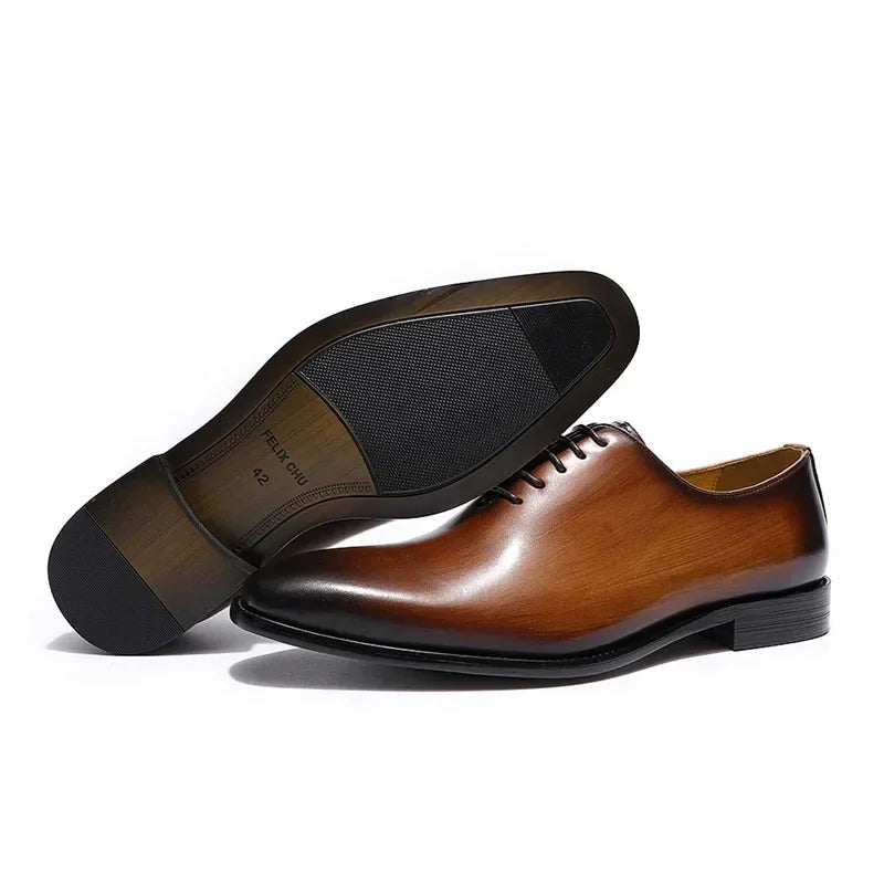 Genuine Cow Leather Men’s Wholecut Oxford Shoes - Maison Novaire #