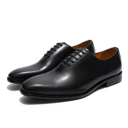 Genuine Cow Leather Men’s Wholecut Oxford Shoes | Premium Full-Grain Handcrafted Dress Oxfords for Formal Business Wedding - BLAKESTORE-NG