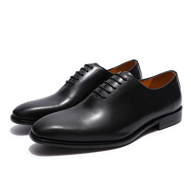 Genuine Cow Leather Men’s Wholecut Oxford Shoes | Premium Full-Grain Handcrafted Dress Oxfords for Formal Business Wedding - BLAKESTORE-NG