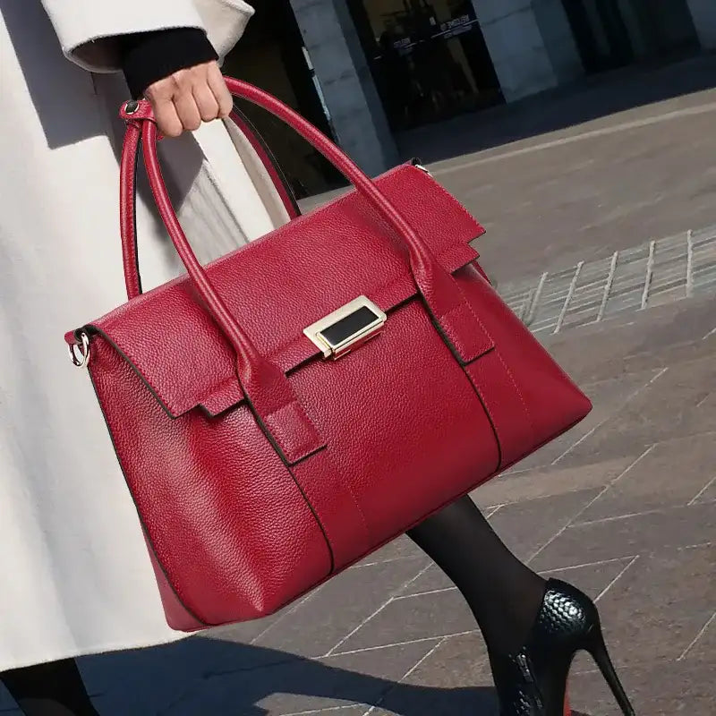 Genuine Leather Briefcase | Large Capacity Women's Bag | Maison Novaire - Maison Novaire #