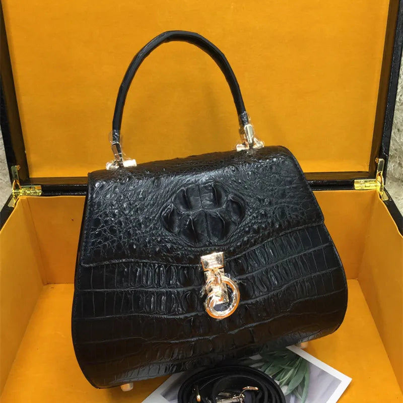 Genuine White Alligator Doctor Purse | Exotic Crocodile Crossbody - Maison Novaire #