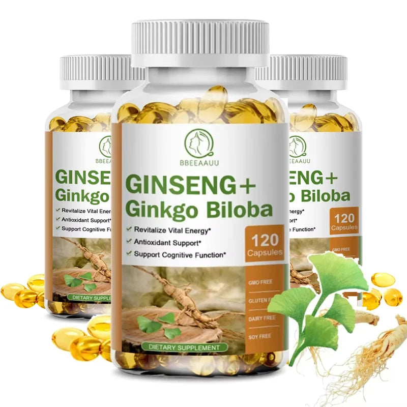 Ginseng Ginkgo Biloba Capsules | Memory Focus Circulation Support - Maison Novaire