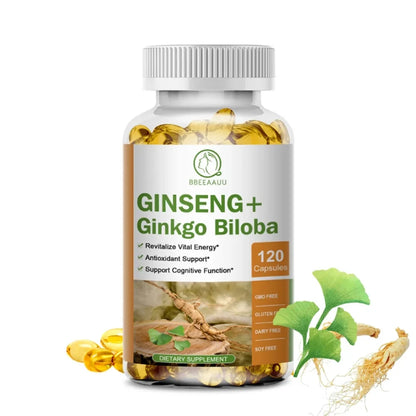 Ginseng Ginkgo Biloba Capsules | Memory Focus Circulation Support - Maison Novaire