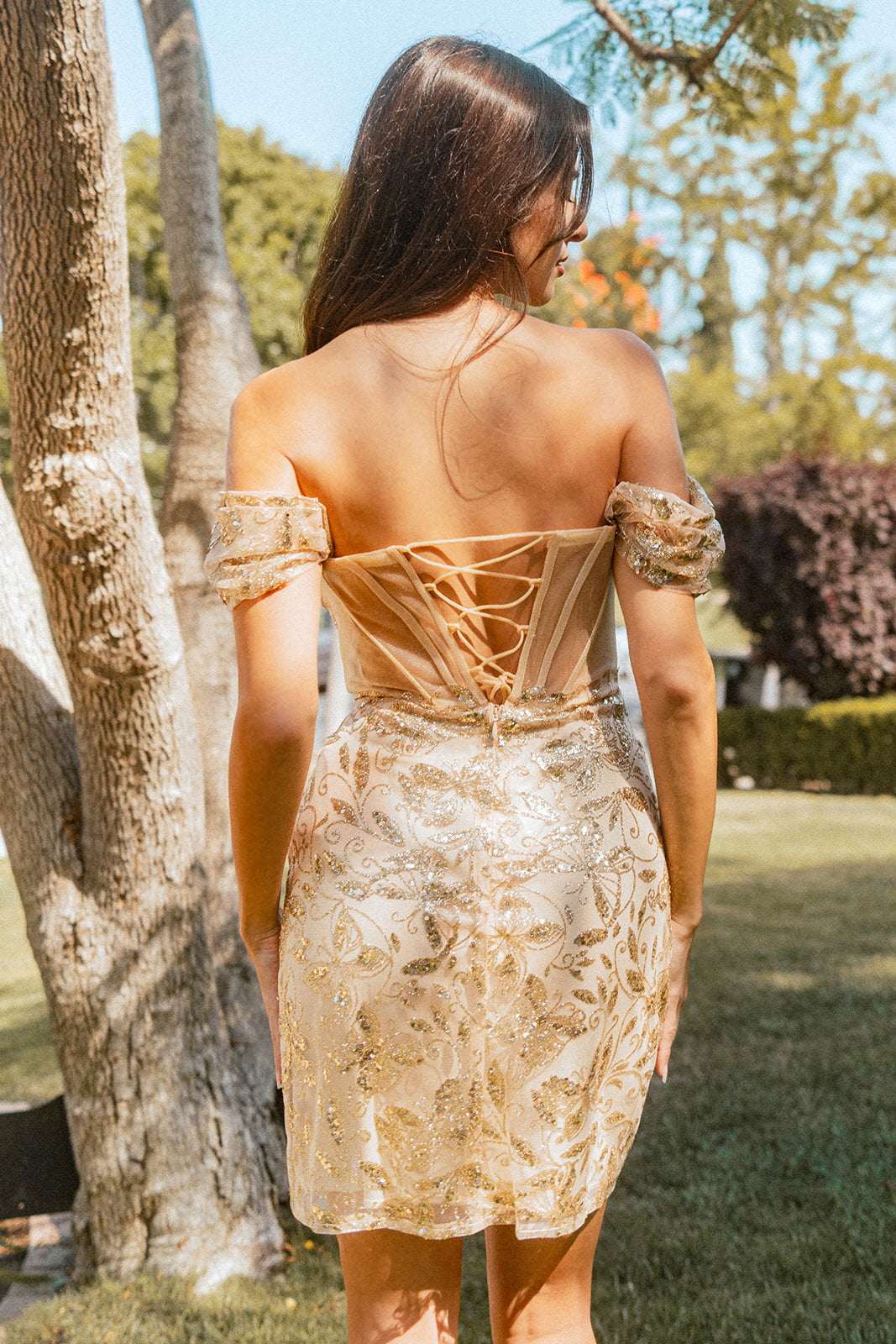 Glitter Mesh Homecoming Dress - Maison Novaire