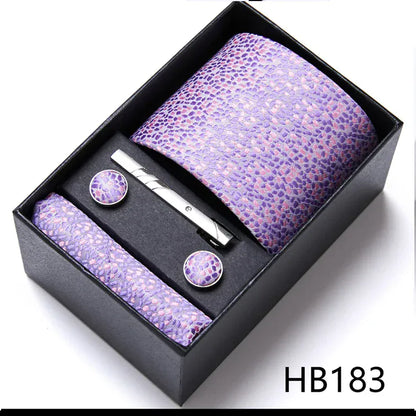 Green Necktie Set with Hanky Cufflinks & Tie Clip | 7.5cm Business Formal Tie Gift Box for Men Wedding Party - BLAKESTORE-NG