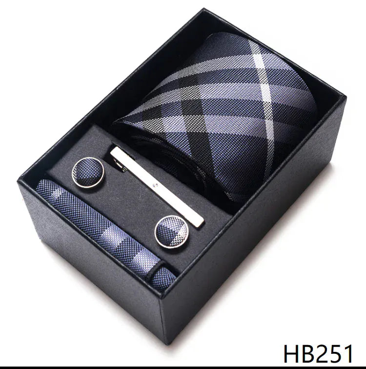 Green Necktie Set with Hanky Cufflinks & Tie Clip | 7.5cm Business Formal Tie Gift Box for Men Wedding Party - BLAKESTORE-NG