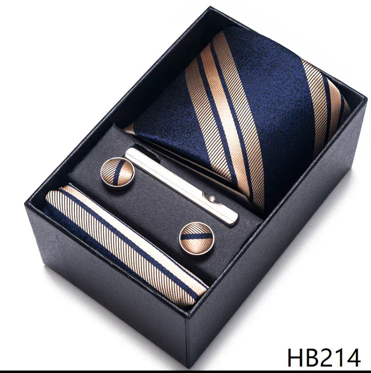 Green Necktie Set with Hanky Cufflinks & Tie Clip | 7.5cm Business Formal Tie Gift Box for Men Wedding Party - BLAKESTORE-NG