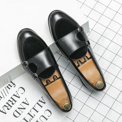 Green Shallow Loafers Double Buckle &nbsp;Men Fashion Shoes. - Maison Novaire #