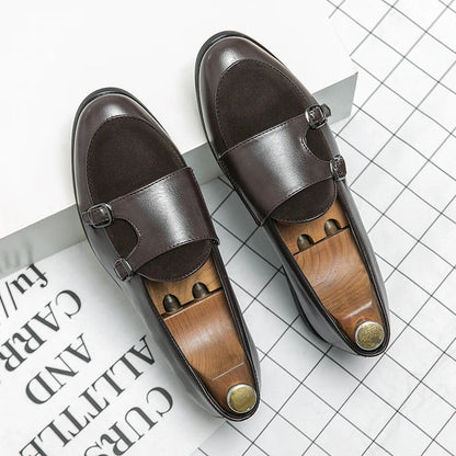 Green Shallow Loafers Double Buckle &nbsp;Men Fashion Shoes. - Maison Novaire #