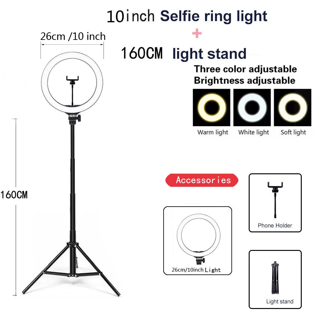 26/33cm Dimmable LED Ring Light – Perfect YouTube Selfies