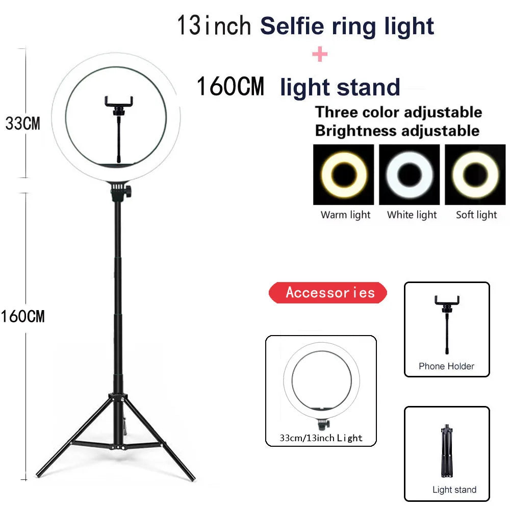 26/33cm Dimmable LED Ring Light – Perfect YouTube Selfies