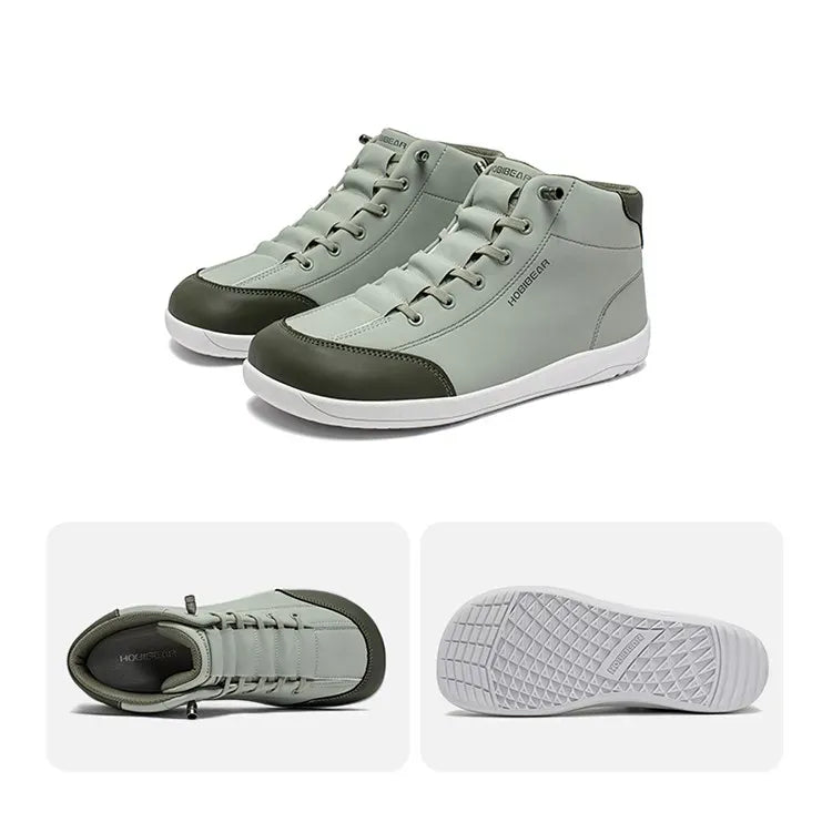 HOBIBEAR Mid Top Barefoot Ankle Boots | Wide Toe Zero-Drop Non-Slip Artificial Leather Shoes for Men Women Outdoor Hiking Walking - BLAKESTORE-NG