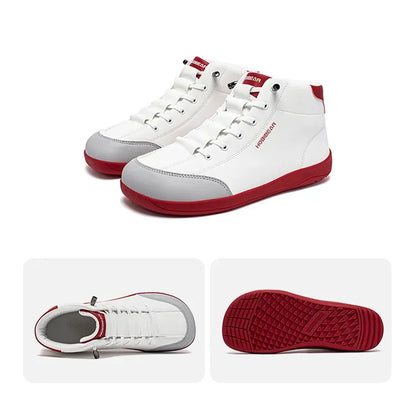 HOBIBEAR Mid Top Barefoot Ankle Boots | Wide Toe Zero-Drop Non-Slip Artificial Leather Shoes for Men Women Outdoor Hiking Walking - BLAKESTORE-NG