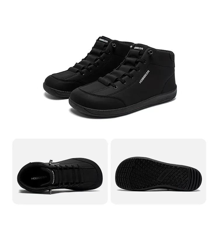 HOBIBEAR Mid Top Barefoot Ankle Boots | Wide Toe Zero-Drop Non-Slip Artificial Leather Shoes for Men Women Outdoor Hiking Walking - BLAKESTORE-NG