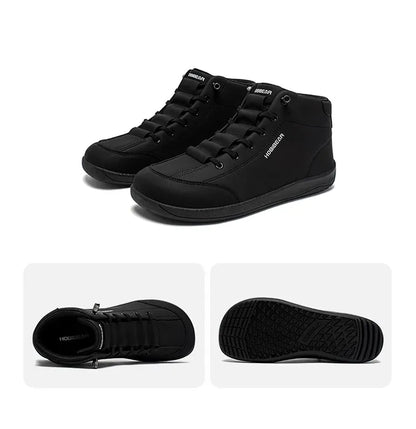 HOBIBEAR Mid Top Barefoot Ankle Boots | Wide Toe Zero-Drop Non-Slip Artificial Leather Shoes for Men Women Outdoor Hiking Walking - BLAKESTORE-NG