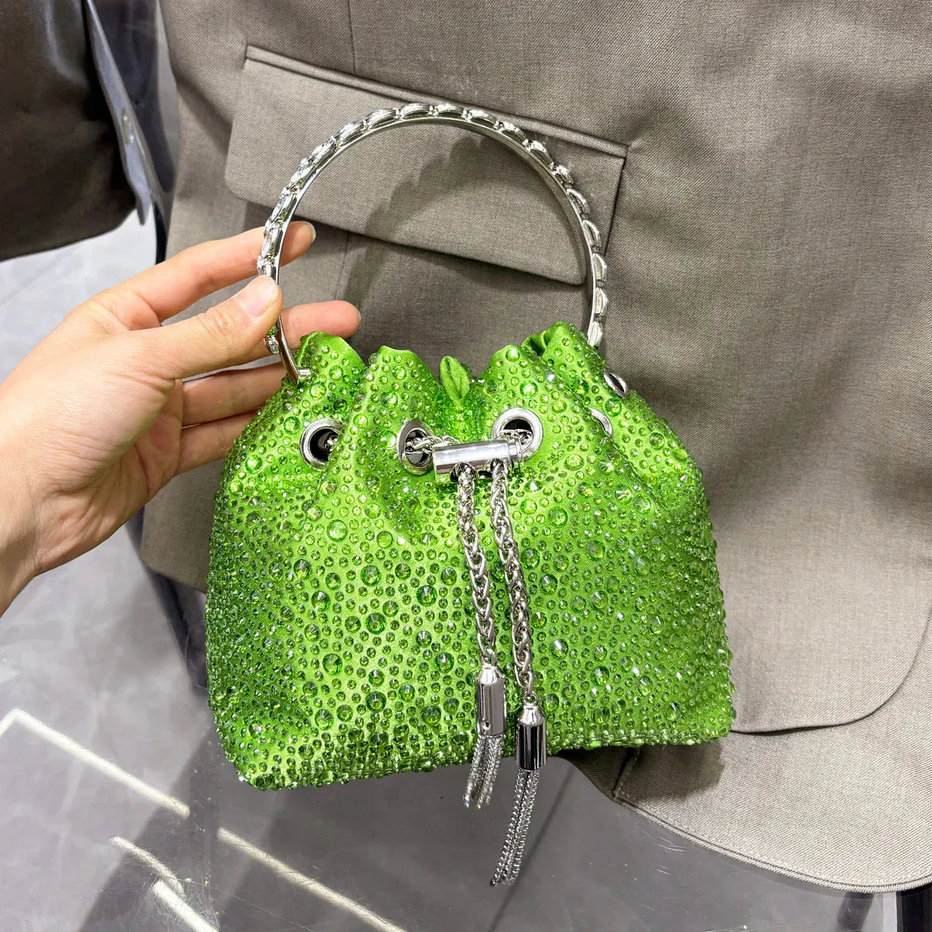 Handle Rhinestones Evening luxury clutch Purse. - BLAKESTORE-NG