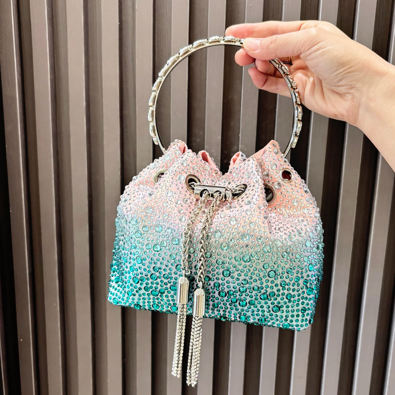 Handle Rhinestones Evening luxury clutch Purse. - Maison Novaire #