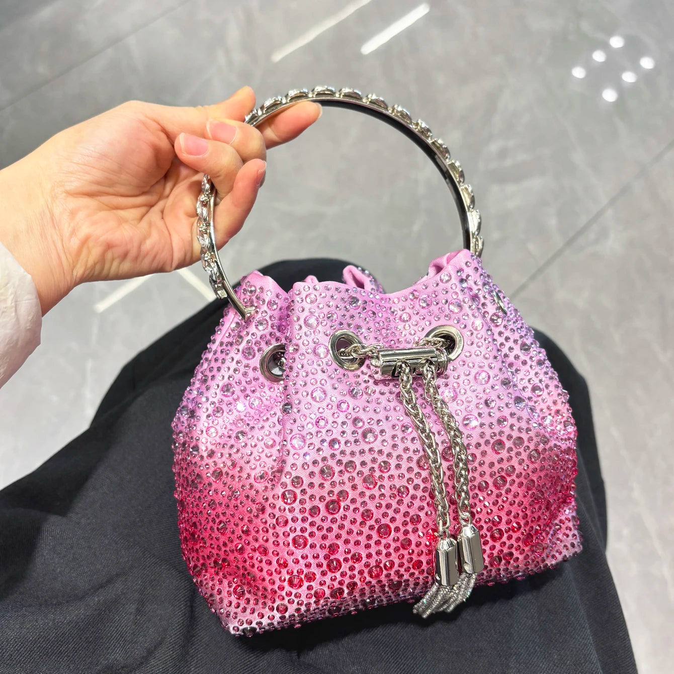 Handle Rhinestones Evening luxury clutch Purse. - Maison Novaire #