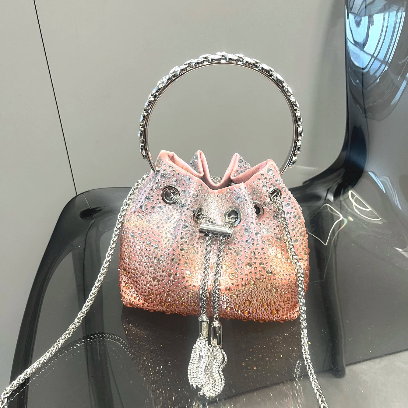 Handle Rhinestones Evening luxury clutch Purse. - Maison Novaire #