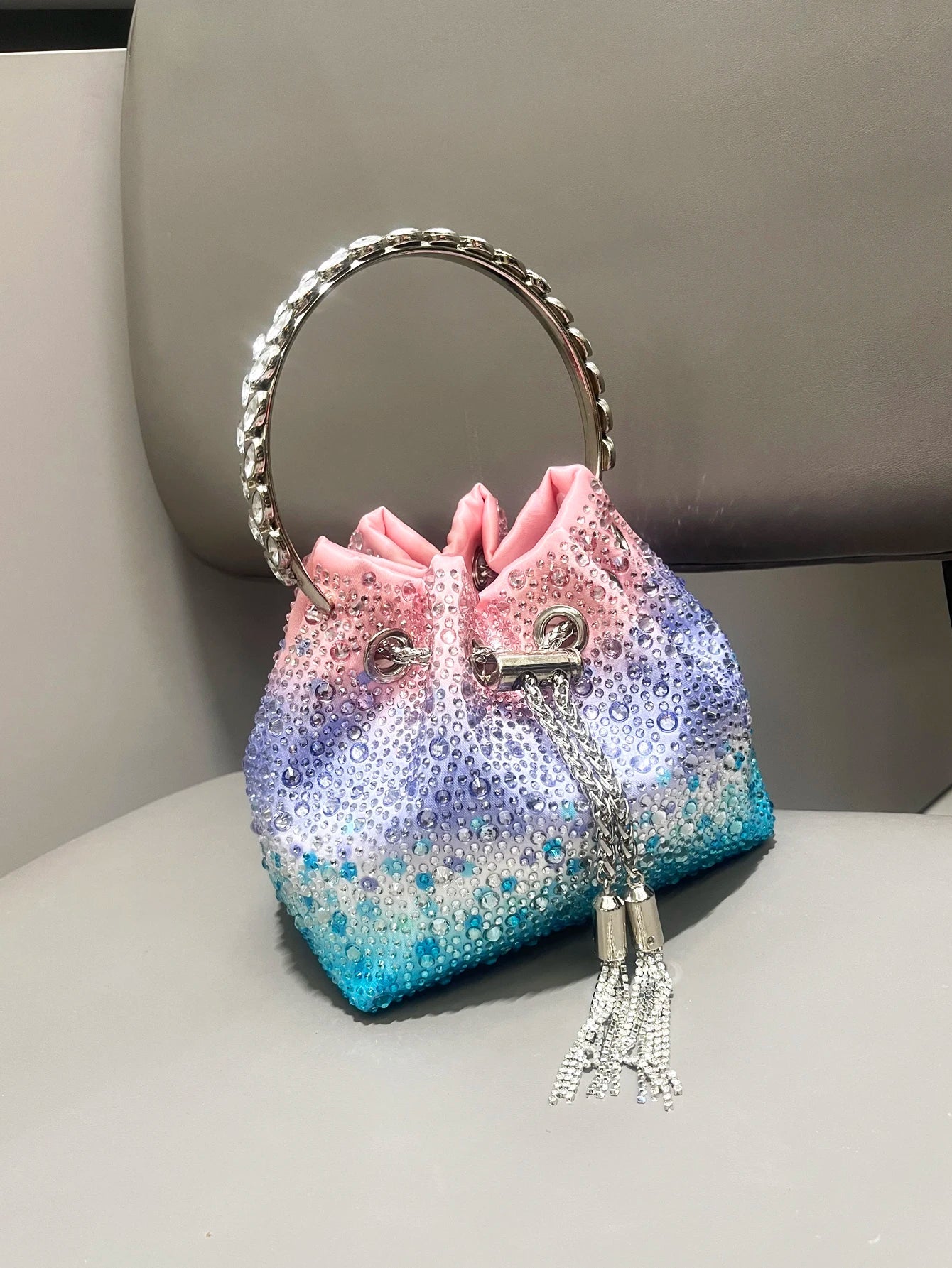 Handle Rhinestones Evening luxury clutch Purse. - Maison Novaire #