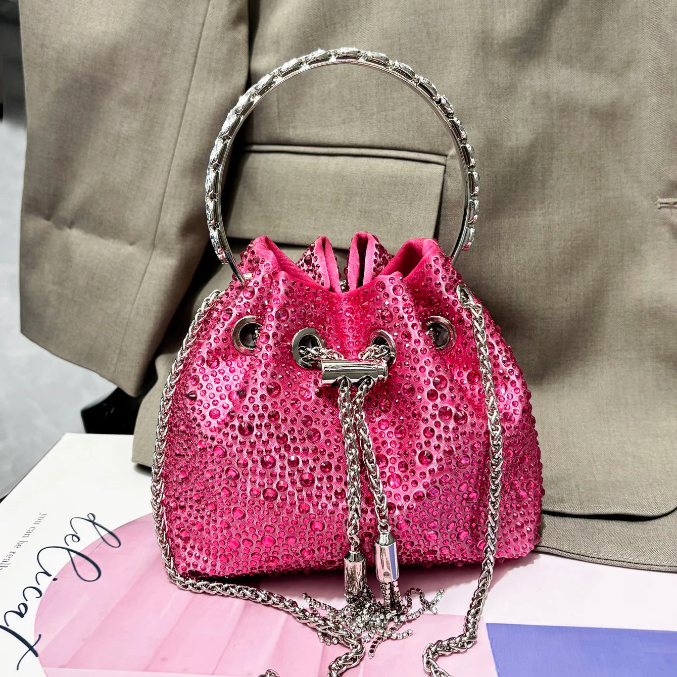Handle Rhinestones Evening luxury clutch Purse. - Maison Novaire #