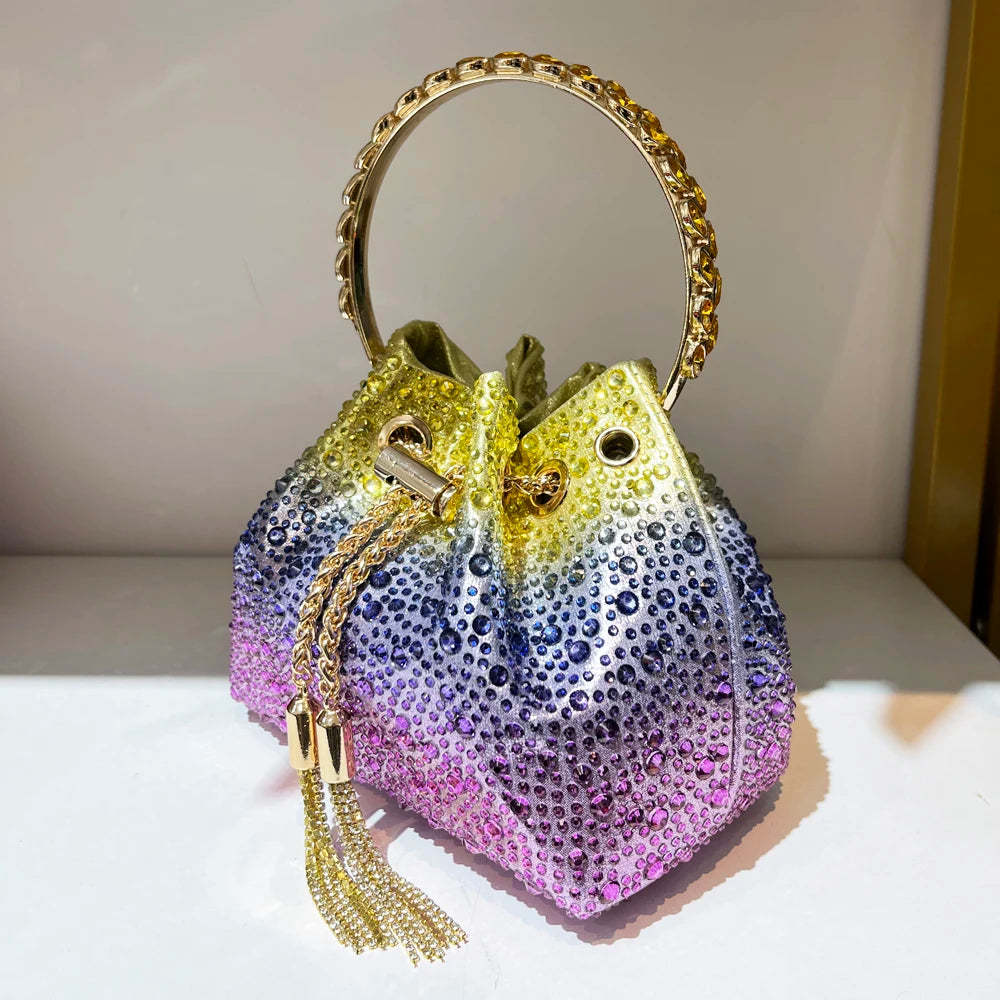 Handle Rhinestones Evening luxury clutch Purse. - Maison Novaire #