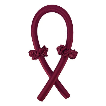 Heatless Curling Rod Headband | No-Heat Sleeping Curler Wine Red no clip