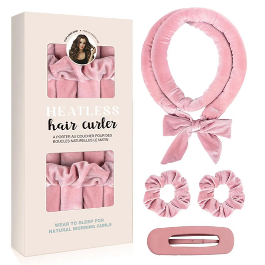Heatless Curling Rod Headband for Soft Overnight Curls  - pink - Maison Novaire