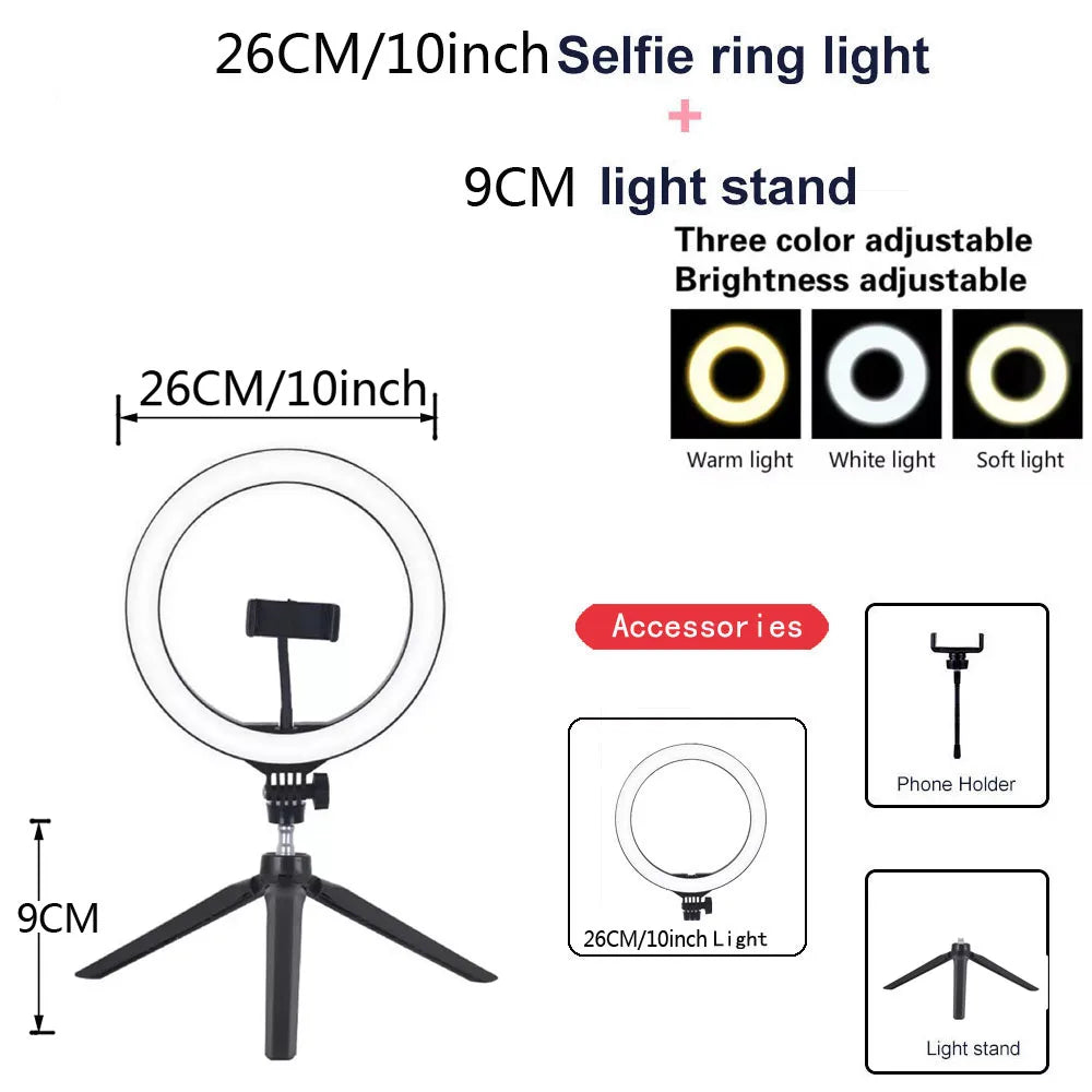 26/33cm Dimmable LED Ring Light – Perfect YouTube Selfies