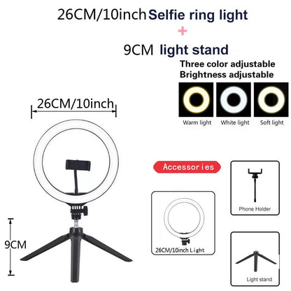 26/33cm Dimmable LED Ring Light – Perfect YouTube Selfies