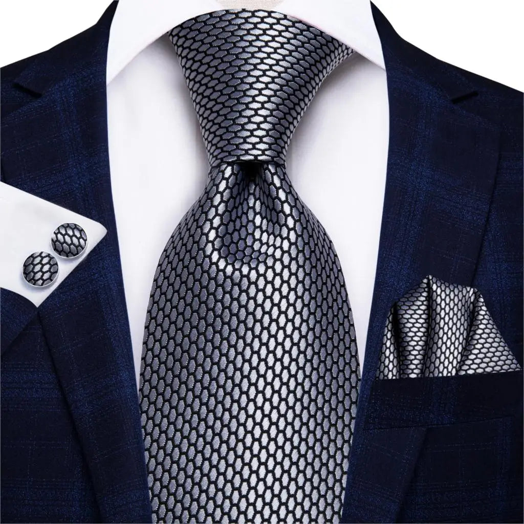 Hi-Tie Black Paisley Silk Tie 8.5cm | 100% Silk Men’s Formal Luxury Necktie for Wedding Business Party - Maison Novaire #