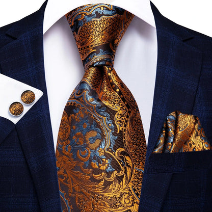Hi-Tie Black Paisley Silk Tie 8.5cm | 100% Silk Men’s Formal Luxury Necktie for Wedding Business Party - Maison Novaire #