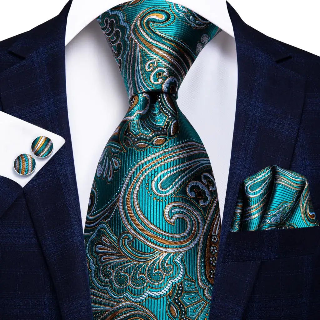 Hi-Tie Black Paisley Silk Tie 8.5cm | 100% Silk Men’s Formal Luxury Necktie for Wedding Business Party - Maison Novaire #