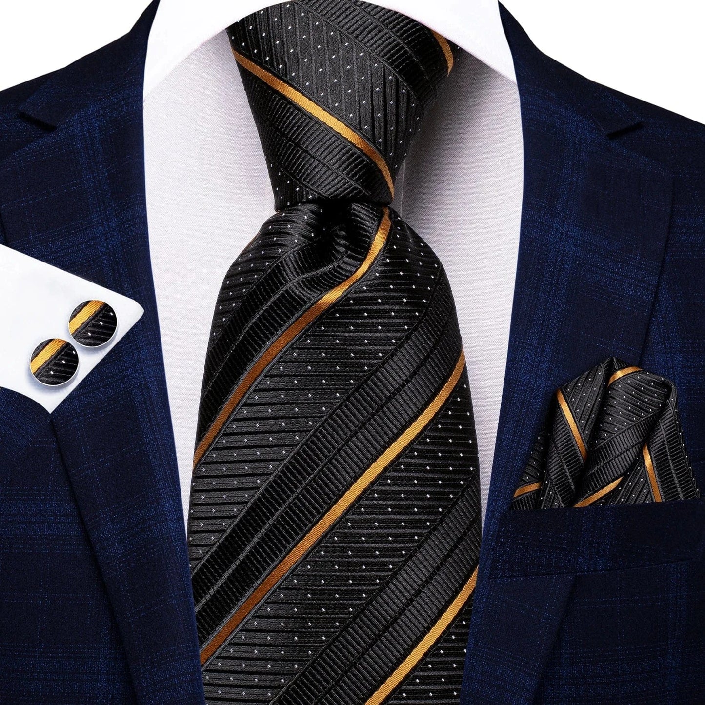 Hi-Tie Black Paisley Silk Tie 8.5cm | 100% Silk Men’s Formal Luxury Necktie for Wedding Business Party - Maison Novaire #