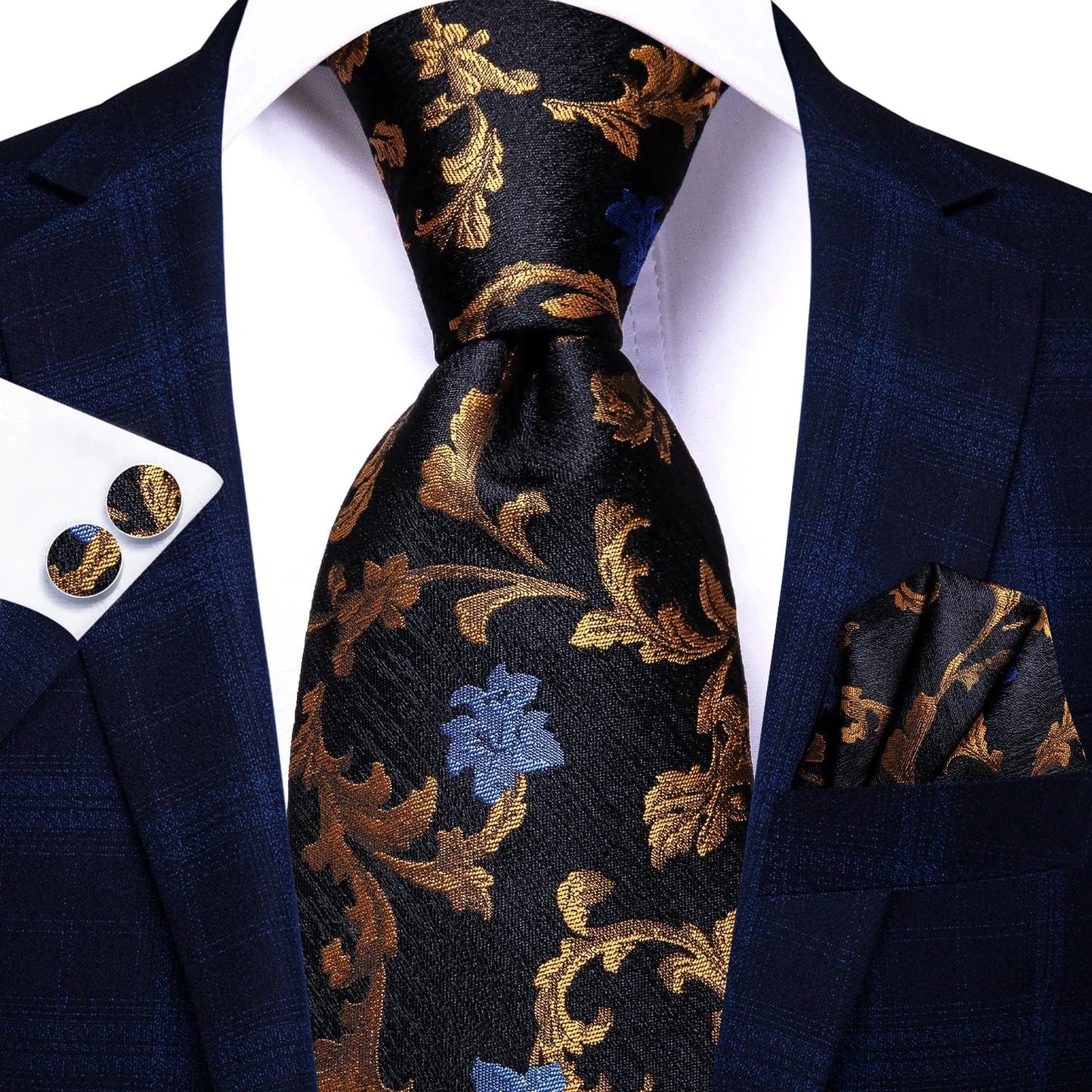 Hi-Tie Black Paisley Silk Tie 8.5cm | 100% Silk Men’s Formal Luxury Necktie for Wedding Business Party - Maison Novaire #