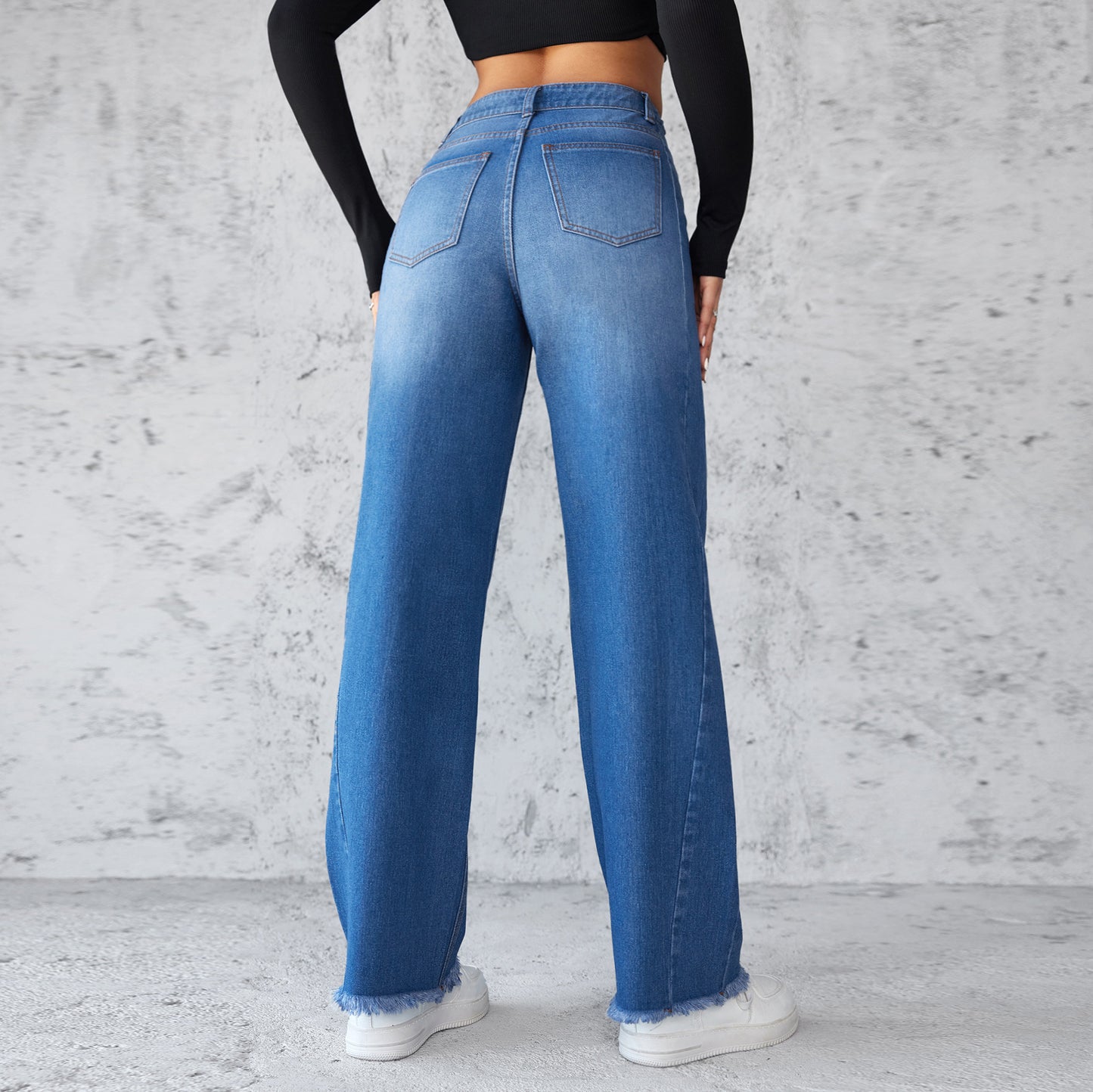 High-waist Non-elastic Wide-Leg Jeans - Maison Novaire