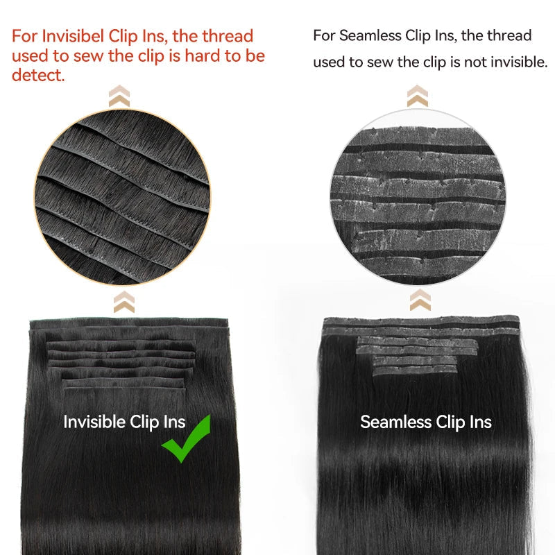 Human Hair Invisible PU Weft Clip. - Maison Novaire