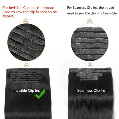 Human Hair Invisible PU Weft Clip. - Maison Novaire