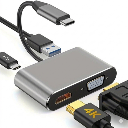 4-in-1 USB C Hub 4K HDMI VGA Docking
